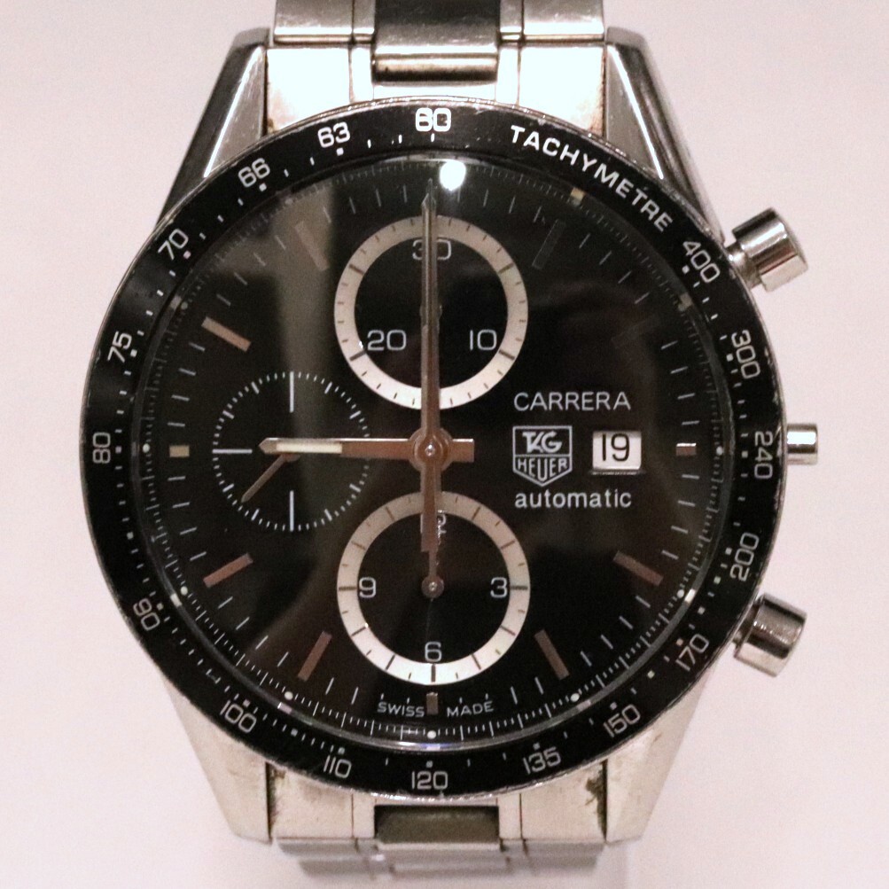 タグホイヤー カレラ CARRERA CV2010-0 クロノグラフ 自動巻き 腕時計 メンズ デイト 黒文字盤 ジャンク TAG HEUER拍卖