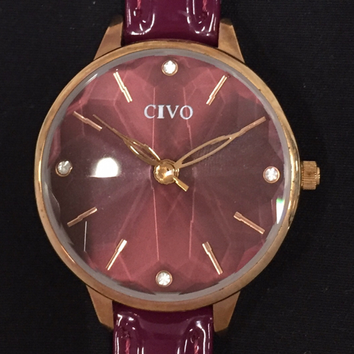 送料360円 CIVO クォーツ 腕時計 レディース 未稼働品 ラウンドフェイス 純正ベルト ファッション小物 同梱NG拍卖