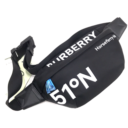 新品同様 BURBERRY BU-8064929 ボディバッグ ユニセックス ブラック×ホワイト系 保存袋付 ブランド小物 タグ付拍卖