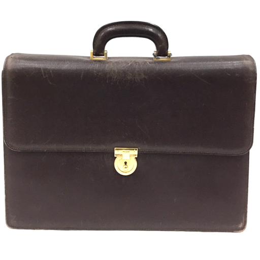 サルヴァトーレフェラガモ ガンチーニ レザー ビジネスバッグ ブリーフケース 書類バッグ メンズ ブラウン系 QH101-62拍卖