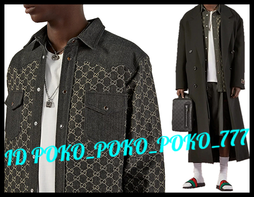 即完売品 未使用 定価30万円 グッチ GUCCI GG総柄 デニム シャツ ジャケット ゆうパック送料無料拍卖