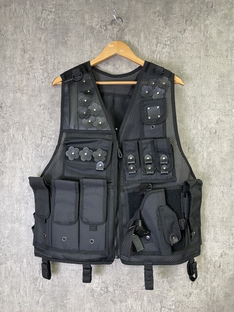 NODZOK ノゾク FLOWER TACTiCAL VEST フラワー タクティカル ベスト リメイク USED 古着 再構築 ブラック 不明 33927873#5拍卖