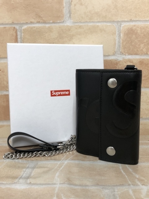 箱・鑑定書付 Supreme シュプリーム 25ss Leather Chain Wallet ブラック 111435295#5拍卖