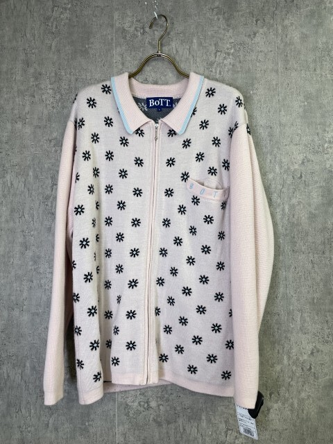 BOTT ボット Creativity Jacquard Knit ニット ジャケット 花柄 フラワー ジャガード ピンク L 33929908#2拍卖