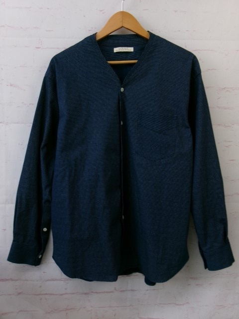 OLD JOE&CO. オールドジョーアンドコー ドット柄シャツ 長袖 ノーカラー 211OJ-SH02 ネイビー 15 1/2 991875261#4拍卖