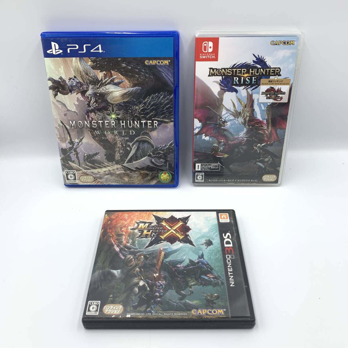 モンスターハンター ゲームソフト まとめ/Switch ライズ/PS4 ワールド/3DS クロス 動作確認済 カプコン拍卖
