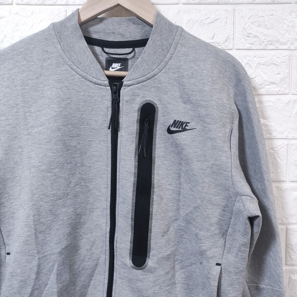 【美品】NIKE ナイキ Tech Fleece テックフリース ボンバージャケット Mサイズ 杢グレー Wジップアップ bomber jacket拍卖