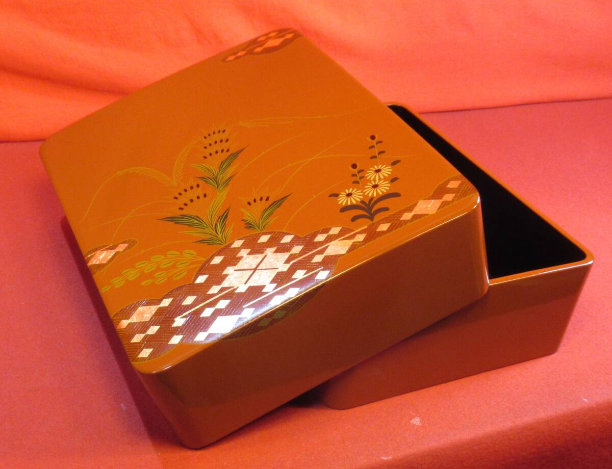茶道具『木製大内塗 金箔散し文庫(28,3×22㎝)定価49,000円 共箱共布 硯箱 文箱 ほぼ未使用』桑原大内塗漆器製作所 千家十職拍卖