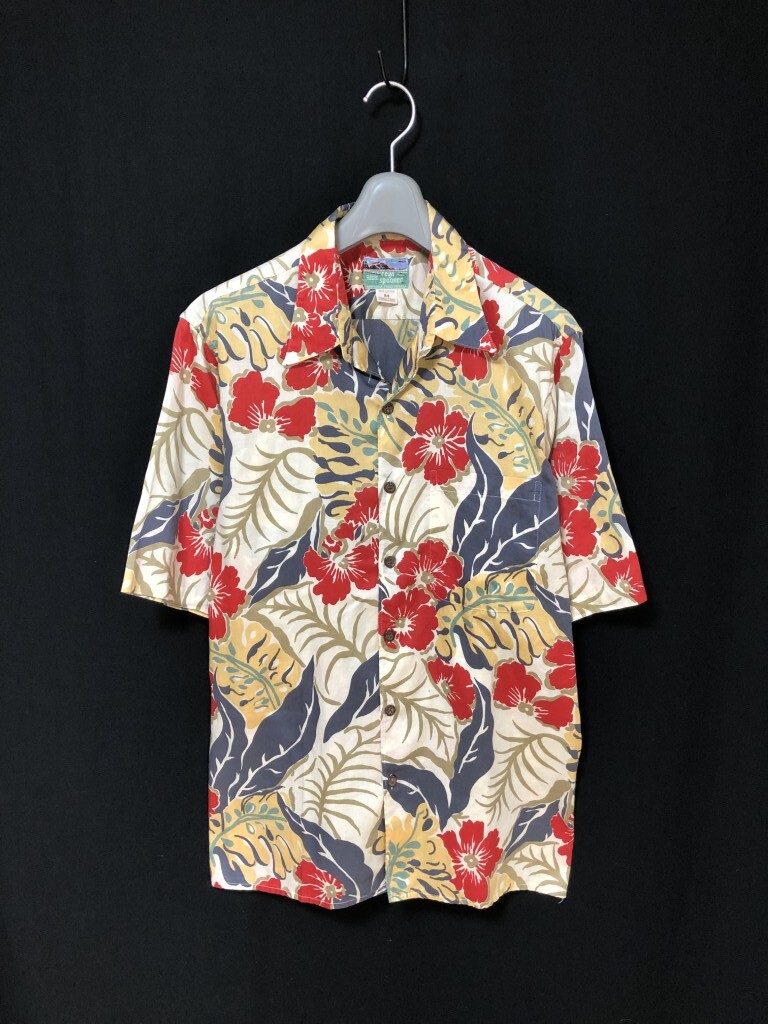 ハワイ製◆80's〜90's Reyn Spooner オールオーバーパターン コットンアロハシャツ レインスプーナー ダイヤモンドヘッドタグ M拍卖