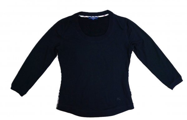 Burberry バーバリー ロンドン ★ 7分袖・トレーナー・カットソー ★ ブラック・一部ノヴァチェック柄・ホースマーク入り拍卖