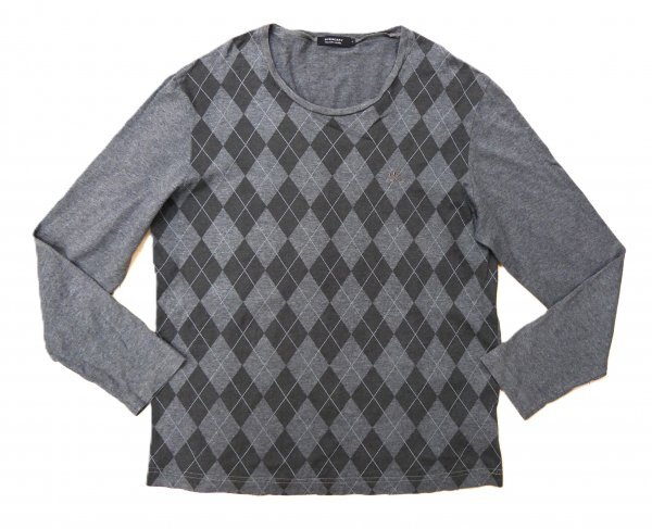 Burberry バーバリー ブラックレーベル ★ 長袖 シャツ ★ グレー・アーガイル柄・ホースマーク刺しゅう入り拍卖