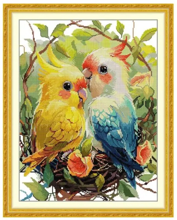 【送料無料・匿名配送】クロスステッチキット オカメインコ 小鳥 14CT 37×47cm 布に図案印刷なし 刺繍 拍卖