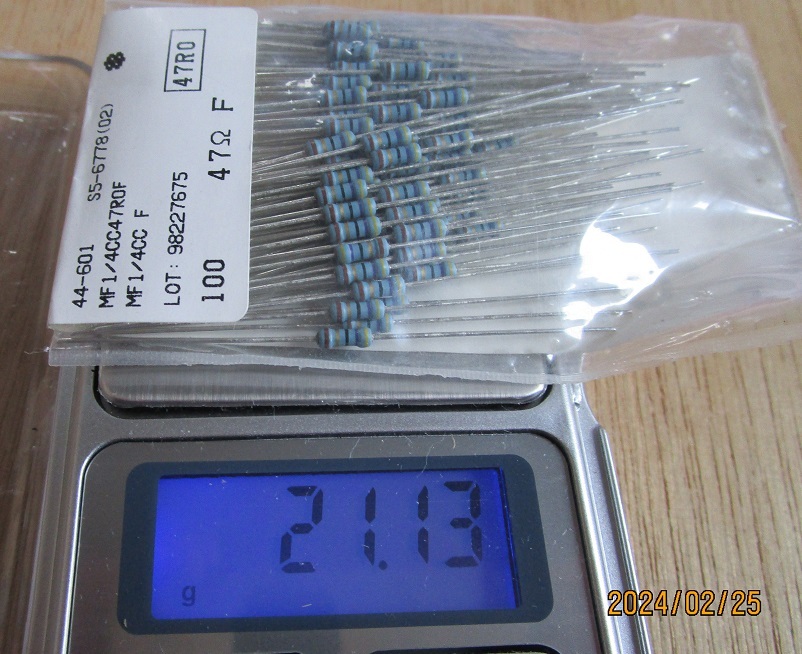 長期保管 1/4W 炭素皮膜抵抗 47Ω   10本 拍卖