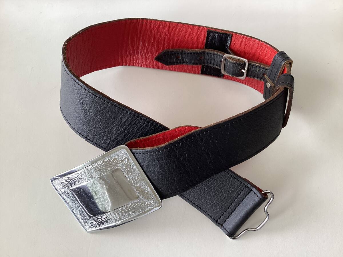 ★美品★ビンテージ スコティッシュベルト 牛革 55㎜巾 黒拍卖