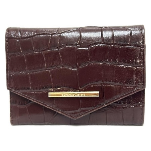 サマンサタバサ Samantha Thavasa 3つ折り財布/ミニ/コンパクト - ダークブラウン 型押し加工/L字ファスナー 財布拍卖