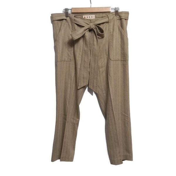 マルニ MARNI パンツ サイズ38 S - ベージュ×ブラウン レディース フルレングス/ストライプ ボトムス拍卖