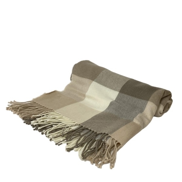 アプワイザーリッシェ Apuweiser-riche - ベージュ×ダークブラウン×マルチ チェック柄 マフラー拍卖