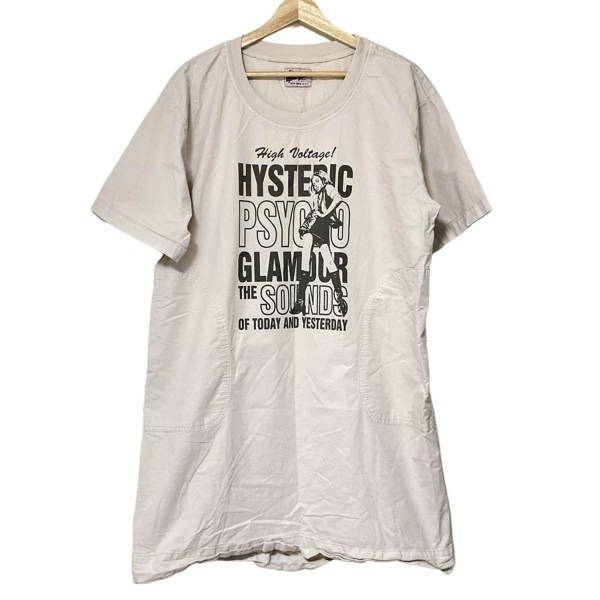 ヒステリックグラマー HYSTERIC GLAMOUR サイズF - ベージュ×ダークグレー レディース クルーネック/半袖/ミニ ワンピース拍卖