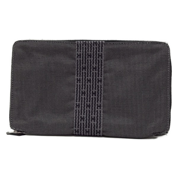 エルメス HERMES 長財布 エールラインパースGM グレー×黒 ラウンドファスナー 財布拍卖