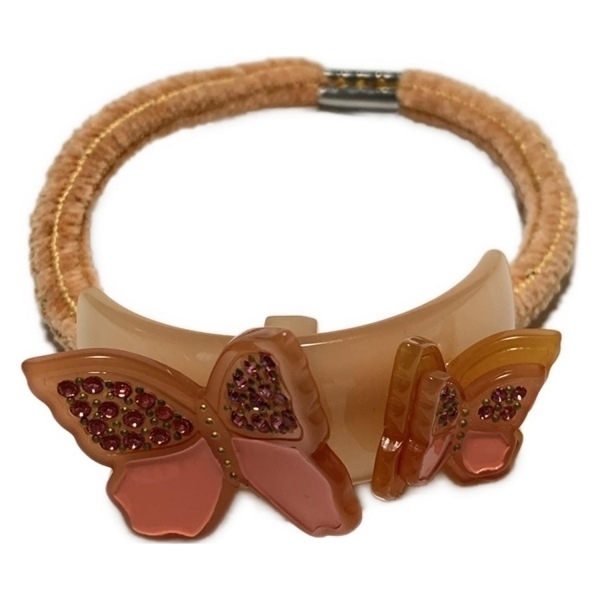 アレクサンドル ドゥ パリ ALEXANDRE de PARIS アクセサリー - ピンクベージュ ヘアゴム/ラインストーン/バタフライ(蝶)拍卖