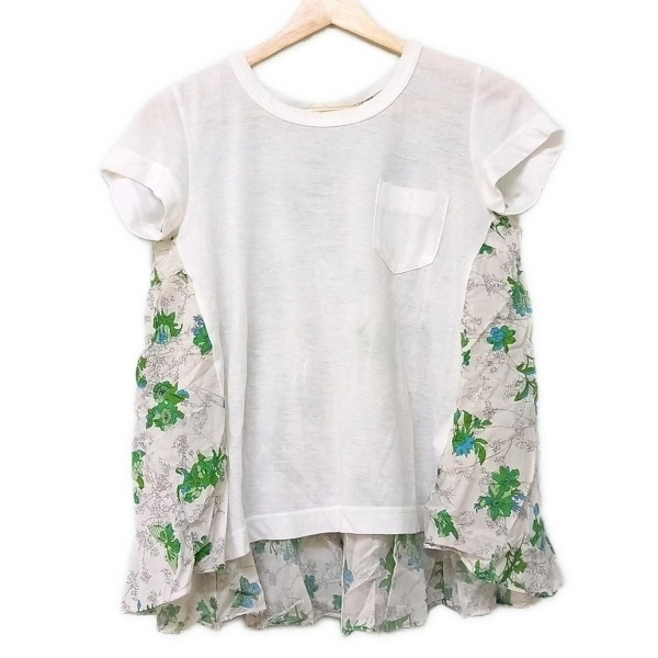 サカイ Sacai 半袖カットソー サイズ1 S 14-02007 - 白×グリーン×マルチ レディース クルーネック/花柄 トップス拍卖