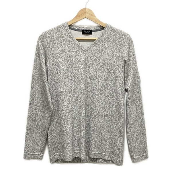 エポカ ウォモ EPOCA UOMO 長袖カットソー サイズITL 46 - ライトグレー×グレー メンズ Vネック トップス拍卖
