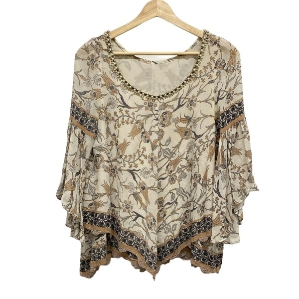 グレースコンチネンタル GRACE CONTINENTAL 七分袖カットソー サイズ36 S - ベージュ×ライトブラウン×マルチ レディース トップス拍卖