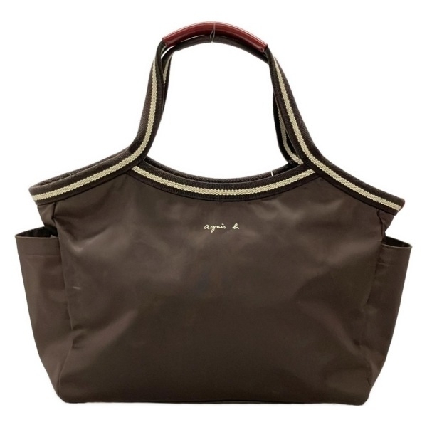 アニエスベー agnes b ハンドバッグ - レザー ダークブラウン×アイボリー×ボルドー VOYAGE バッグ拍卖