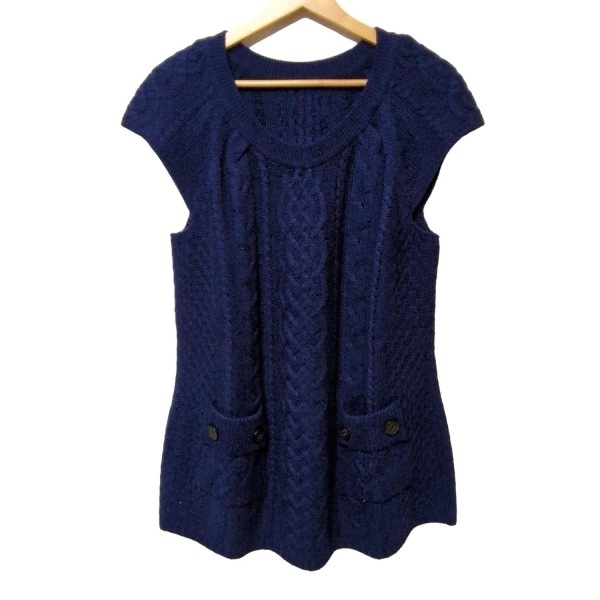 レリアン Leilian チュニック サイズ9 M - ネイビー レディース クルーネック/半袖/ニット 美品 ワンピース拍卖