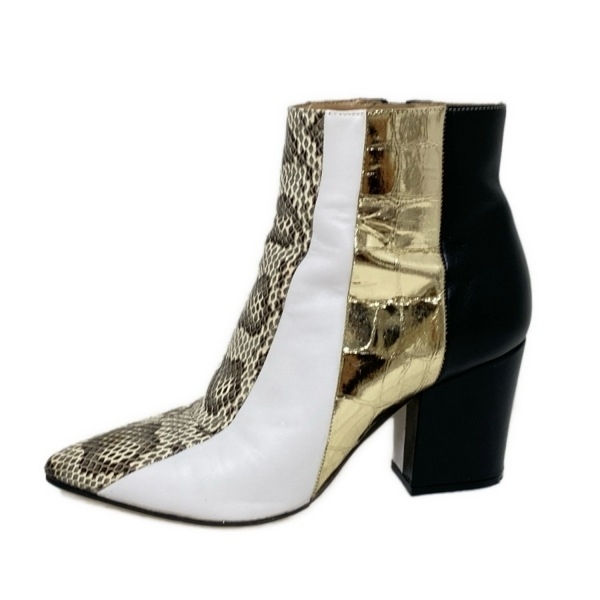 セルジオロッシ sergio rossi ショートブーツ 37 - レザー 白×ゴールド×マルチ レディース 靴拍卖