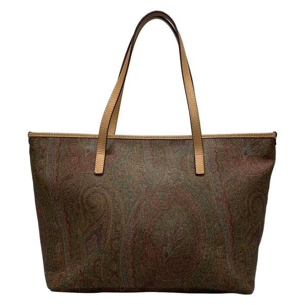 エトロ ETRO トートバッグ 08D087 レザー ダークブラウン×ベージュ ペイズリー柄/ショッピングトート バッグ拍卖