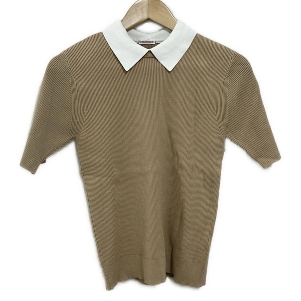 ドレステリア DRESSTERIOR 半袖セーター/ニット サイズ38 M - ベージュ×白 レディース トップス拍卖