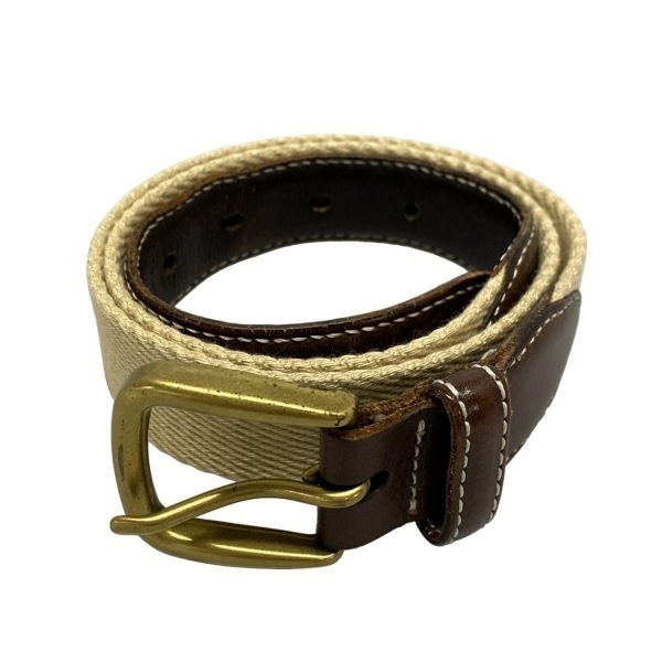 ビームスプラス BEAMS PLUS/BEAMS+ XS - コットン、レザー ベージュ×ダークブラウン ベルト拍卖