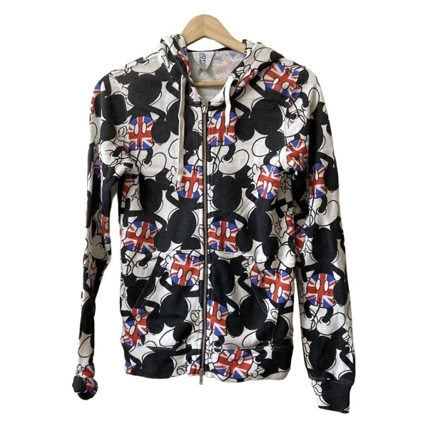 ジョイリッチ JOYRICH パーカー サイズXS - 白×黒×マルチ レディース 長袖/ミッキーマウス/ユニオンジャック/ジップアップ/Disneyコラボ拍卖