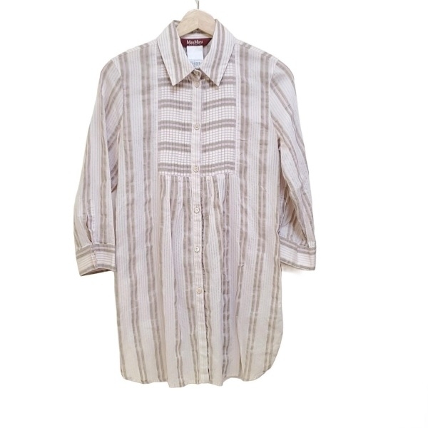 マックスマーラスタジオ Max Mara STUDIO 七分袖シャツブラウス サイズJ 38 - アイボリー×ライトピンク×ベージュ レディース トップス拍卖