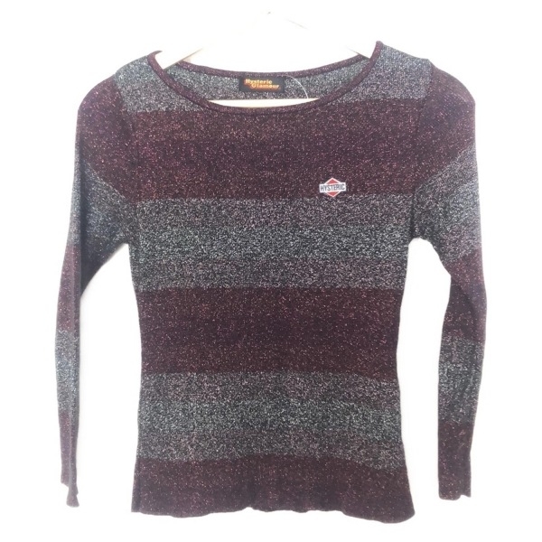 ヒステリックグラマー HYSTERIC GLAMOUR 長袖セーター/ニット サイズF ボルドー×グレー レディース ラメ トップス拍卖