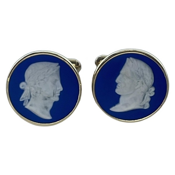 ウェッジウッド WEDG WOOD カフス ジャスパー ブルー×白×ゴールド 美品 アクセサリー(他)拍卖