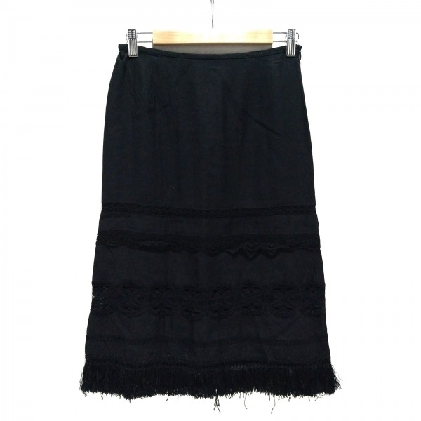 ケイタマルヤマ KEITA MARUYAMA スカート サイズ1 S - 黒 レディース ひざ丈/レース/フリンジ 美品 ボトムス拍卖