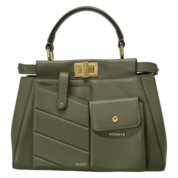 フェンディ FENDI ハンドバッグ 8BN311 ミニ ピーカブーポケット レザー カーキ バッグ拍卖