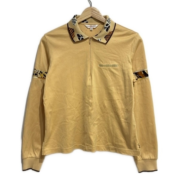 レオナールスポーツ LEONARD SPORT 長袖ポロシャツ サイズ40 M - ベージュ×ダークブラウン×マルチ レディース ジップアップ トップス拍卖