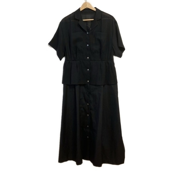 アドーア ADORE サイズ38 M 531-5140308 シアースラブワンピース 黒 レディース 半袖/ロング/シャツワンピ/異素材ドッキング ワンピース拍卖