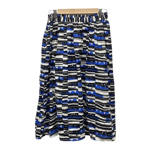 マーブルシュッド marble SUD ロングスカート - 白×黒×ブルー レディース 美品 ボトムス拍卖