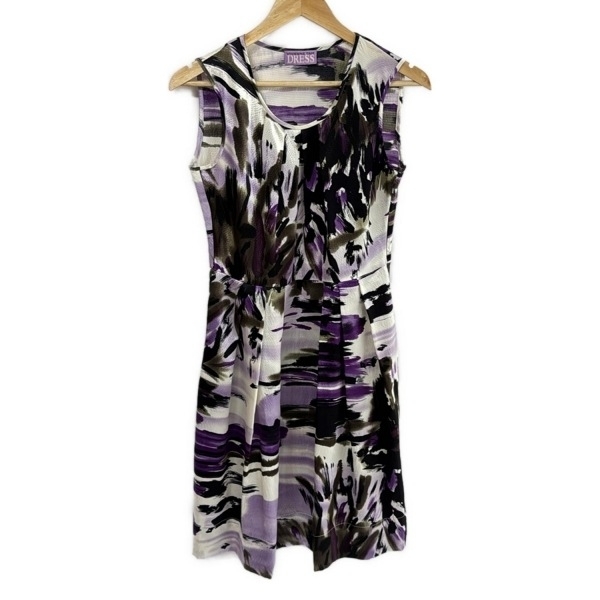 ヴィヴィアンタム VIVIENNE TAM サイズ1 S - 白×黒×マルチ レディース クルーネック/ノースリーブ/ひざ丈/シルク/DRESS 美品 ワンピース拍卖