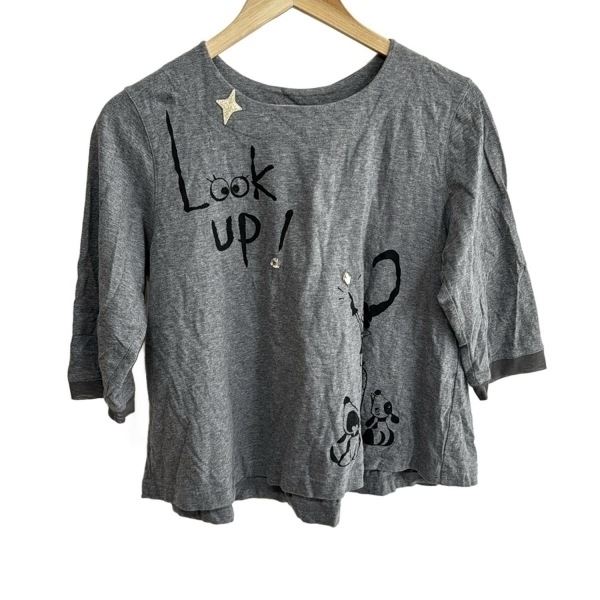 アルベロベロ/オレボレブラ ALBEROBELLO/OLLEBOREBLA 七分袖カットソー - グレー×黒×ゴールド レディース クルーネック/ラインストーン拍卖