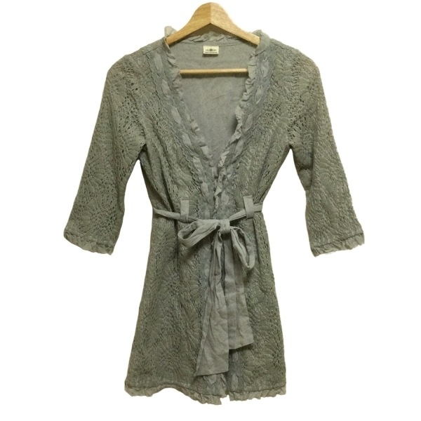 グレースコンチネンタル GRACE CONTINENTAL カーディガン サイズ36 S - ブルーグレー レディース 七分袖/レース 美品 トップス拍卖