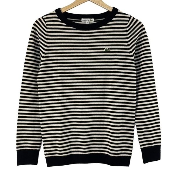 ラコステ Lacoste 長袖カットソー サイズ38 M - 黒×白 レディース ボーダー トップス拍卖