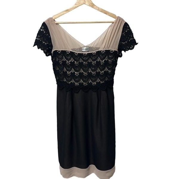 フィロソフィーディアルベルタフェレッティ PHILOSOPHY di ALBERTA FERRETTI サイズ40 M - 黒×ベージュ レディース 半袖/ひざ丈/レース拍卖