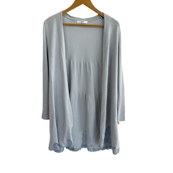 ルネ Rene カーディガン サイズ36 S - ライトブルー レディース 長袖/レース/ロング丈 美品 トップス拍卖