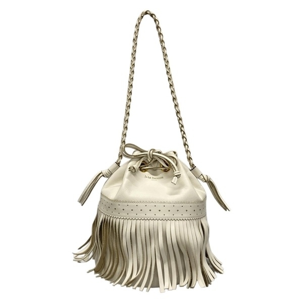 ジェイ&エムデヴィッドソン J&MDavidson ショルダーバッグ カーニバルL レザー アイボリー 巾着型/フリンジ バッグ拍卖