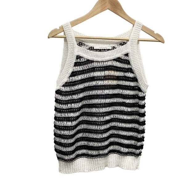 プレインピープル PLAIN PEOPLE ノースリーブカットソー サイズ9 M - 白×黒 レディース 美品 トップス拍卖